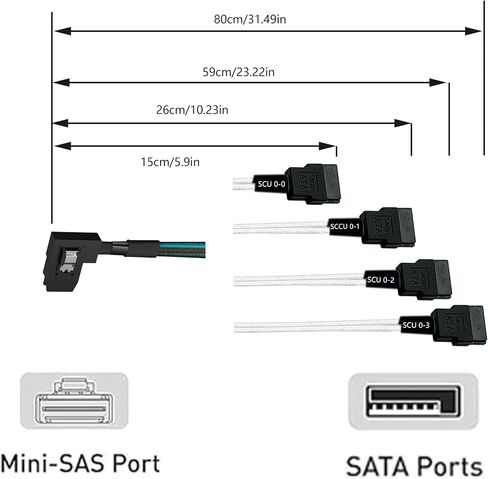 mSAS Cable SFF-8644 to SFF-8088 for SAS/RAID Controllers, HDD, Backplanes and Server, 44 in. in Kuwait