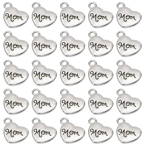 Tupalizy Love Mom Heart Charms Pendant Beads for Jewelry Making Bracelets Necklaces Earrings Bangles Keychains Accessories DIY Crafts Mother’s Day Christmas Birthday Gifts Party Decors, Silver in Saudi Arabia