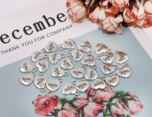 Tupalizy Love Mom Heart Charms Pendant Beads for Jewelry Making Bracelets Necklaces Earrings Bangles Keychains Accessories DIY Crafts Mother’s Day Christmas Birthday Gifts Party Decors, Silver in Saudi Arabia