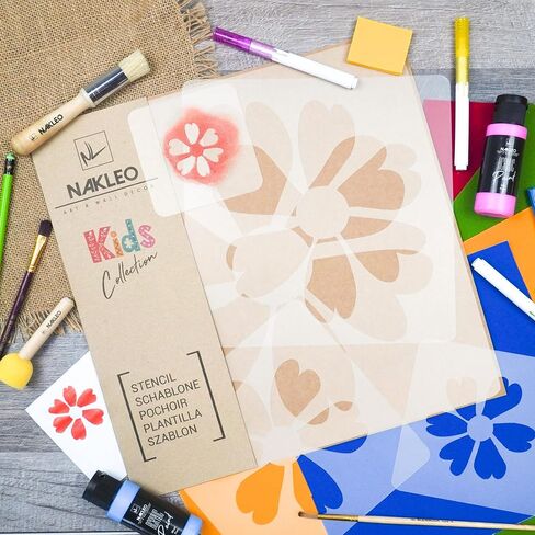 NAKLEO 5 pcs Reusable Plastic Stencils - Pineapple Ananas Tropical - 13.4" to 3.5" - Pattern Children Kids Painting Template Room Decor - Craft DIY Wall Furniture in Saudi Arabia