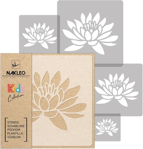 NAKLEO 5 pcs Reusable Plastic Stencils - Pineapple Ananas Tropical - 13.4" to 3.5" - Pattern Children Kids Painting Template Room Decor - Craft DIY Wall Furniture in Saudi Arabia