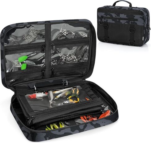 Lure Bag Utility Binder Tackle Bag - with 4 Single Pocket Sleeves and 2 Double Pocket for Lure, Line, Hooks, Sinkers,Black&Green in Kuwait