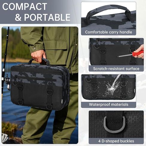 Lure Bag Utility Binder Tackle Bag - with 4 Single Pocket Sleeves and 2 Double Pocket for Lure, Line, Hooks, Sinkers,Black&Green in Kuwait