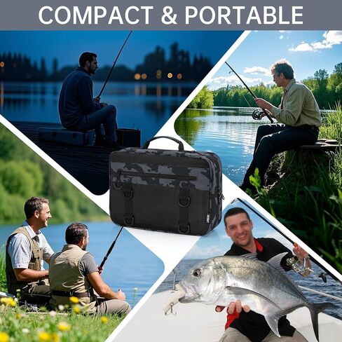 Lure Bag Utility Binder Tackle Bag - with 4 Single Pocket Sleeves and 2 Double Pocket for Lure, Line, Hooks, Sinkers,Black&Green in Kuwait