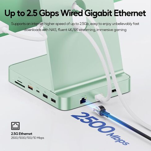 Upgraded 11 in 1 USB C Hub for iMac 24 inch USB Hub 2021 2023 2024 Support M.2 SSD (NOT Included), iMac Hub M1 M3 M4 Accessories, 4K HDMI, 2.5G Ethernet, 5 USB A/C Max 10Gbps, SD/TF - Green in Kuwait