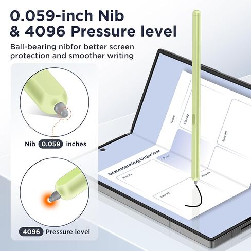 TONGATE for Galaxy Z Fold 6/Fold 5 Slim S Pen Fold Edition 4096 Pressure Levels for Samsung Z Fold 6/5 Phones Only, Fold5/6 S Pen Touch Stylus, 1.5mm Pen Tip, with 3* Tips & 1* S Pen Holder, Black in Kuwait