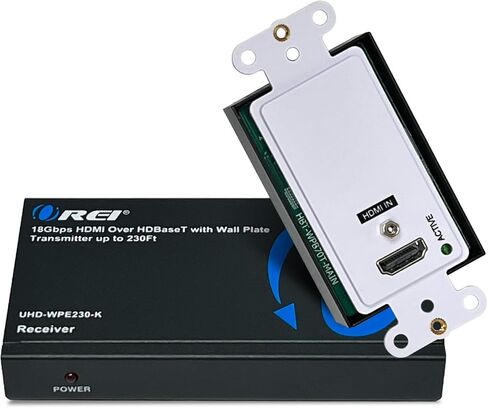 OREI 4K Wall Plate HDBaseT HDMI/USB-C Extender, 400 ft Over Single Cat6/Cat7 Cable Wall Plate Transmitter 4K @ 60Hz, HDR, RS-232, CEC, & 2 Way IR Control in Kuwait
