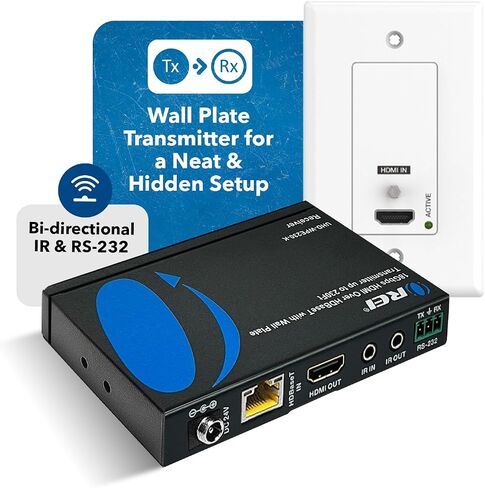 OREI 4K Wall Plate HDBaseT HDMI/USB-C Extender, 400 ft Over Single Cat6/Cat7 Cable Wall Plate Transmitter 4K @ 60Hz, HDR, RS-232, CEC, & 2 Way IR Control in Kuwait