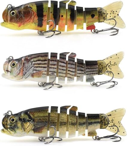 ODS Lure Bionic Trout Fishing Bait with Mouth-opened Design, Segmented Swimbait with Soft Tail for Freshwater and Saltwater in Kuwait