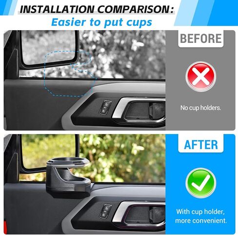Cup Holder for Jeep Wrangler(JL) /Jeep Gladiator (JT) 2018-2024 Door Cup Holder with Coaster Water Bottle Mount Car Drink Cup Holder for Wrangler JL Jeep Gladiator Interior Accessories in Saudi Arabia