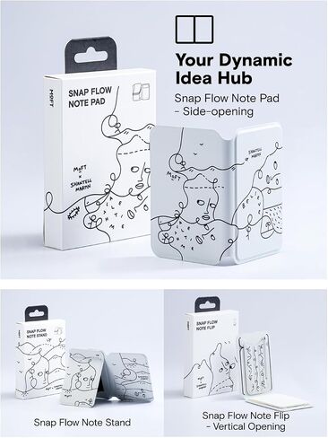 MAFT Action Inspiration Magsafe Stand و Magnetic Notepad Stand متوافق مع سلسلة iPhone 16 والهواتف الأخرى مع نوعين من المفكرة والقلم غير المرئي المغناطيسي ، Jet Black + Jet Black in Kuwait