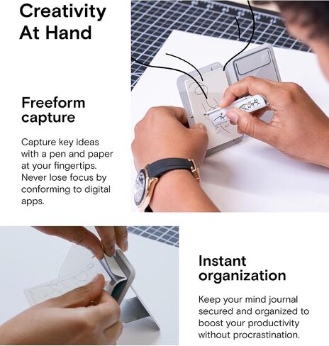 MAFT Action Inspiration Magsafe Stand و Magnetic Notepad Stand متوافق مع سلسلة iPhone 16 والهواتف الأخرى مع نوعين من المفكرة والقلم غير المرئي المغناطيسي ، Jet Black + Jet Black in Kuwait