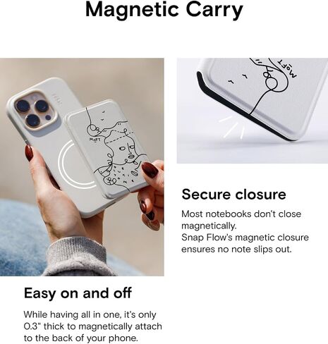 MAFT Action Inspiration Magsafe Stand و Magnetic Notepad Stand متوافق مع سلسلة iPhone 16 والهواتف الأخرى مع نوعين من المفكرة والقلم غير المرئي المغناطيسي ، Jet Black + Jet Black in Kuwait
