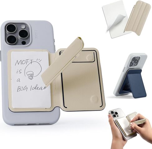 MAFT Action Inspiration Magsafe Stand و Magnetic Notepad Stand متوافق مع سلسلة iPhone 16 والهواتف الأخرى مع نوعين من المفكرة والقلم غير المرئي المغناطيسي ، Jet Black + Jet Black in Kuwait