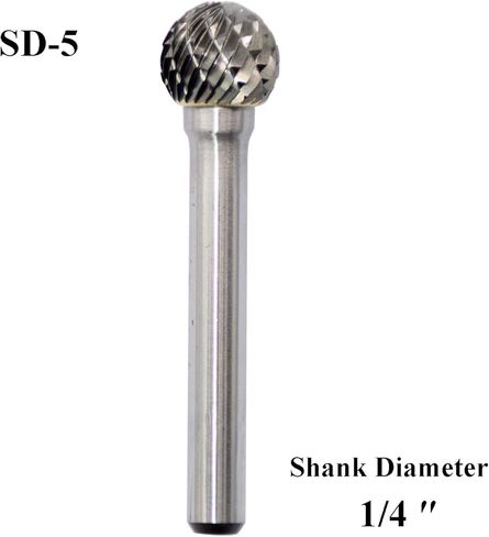 SD-3 كربيد التنجستن لدهان دوارة، ملف كروي الشكل مزدوج القطع للموت مطحنة قطع الحفر 1/4 بوصة قطر العرقوب وقطر 3/8 بوصة من القاطع 15/47 بوصة طول القاطع in Saudi Arabia