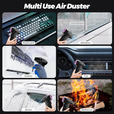 Duster Air Air مضغوط - 200000 دورة في الدقيقة هواء كهربائي مع محرك بدون فرش ، وتعديل الأسطوانة ، ومنفاخ الهواء اللاسلكي القابل لإعادة الشحن للوحة المفاتيح ، والكمبيوتر الشخصي ، وسيارة ، ومجموعات التنظيف المنزلي in Kuwait