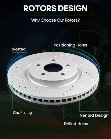 SCITOO 2pcs Front Drilled Slotted Brake Rotors Brakes Kit fit for 2004-2005 for Infiniti QX56,2005 for Nissan Armada,2004-2005 for Nissan Titan in Saudi Arabia