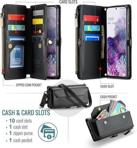 Asuwish Phone Case for Samsung Galaxy S20 Plus/S20+ 5G Zipper Wallet Cover with Tempered Glass Screen Protector Flip RFID Blocking Card Holder Cell S20+5G S20plus 20S + S2O S 20 20+ G5 Women Wine Red in Saudi Arabia