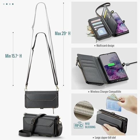 Asuwish Phone Case for Samsung Galaxy S20 Plus/S20+ 5G Zipper Wallet Cover with Tempered Glass Screen Protector Flip RFID Blocking Card Holder Cell S20+5G S20plus 20S + S2O S 20 20+ G5 Women Wine Red in Saudi Arabia