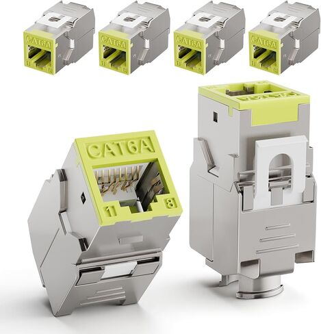 Cat6a Keystone Jacks محمي 6 حزم ، RJ45 180 درجة Ethernet Jack 10 جيجابت في الثانية مع مساكن سبيكة زنك نحيفة للوحة التصحيح ولوحة الحجر الرئيسية ، الأحمر in Kuwait