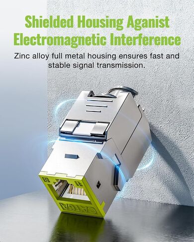 Cat6a Keystone Jacks محمي 6 حزم ، RJ45 180 درجة Ethernet Jack 10 جيجابت في الثانية مع مساكن سبيكة زنك نحيفة للوحة التصحيح ولوحة الحجر الرئيسية ، الأحمر in Kuwait