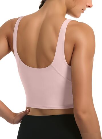 Sports Bras for Women Longline Wirefree Padded High Support, Workout Tank Athletic Crop Tops Built in Bra for Women Large Bust, Push up Crop Running Yoga Women's Sports Bra High Impact Black M in Saudi Arabia