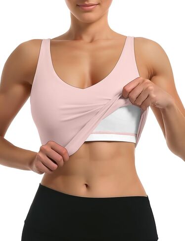 Sports Bras for Women Longline Wirefree Padded High Support, Workout Tank Athletic Crop Tops Built in Bra for Women Large Bust, Push up Crop Running Yoga Women's Sports Bra High Impact Black M in Saudi Arabia