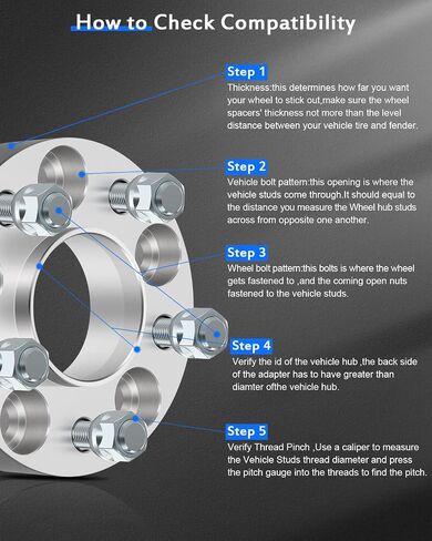 ECCPP 1.25" Wheel Spacers Hubcentric 5 Lug 5x4.5 to 5x4.5 70.5mm 1/2" Fits for Bronco for Ranger Mach for Explorer Sport Trac for Edge-Pair in Saudi Arabia