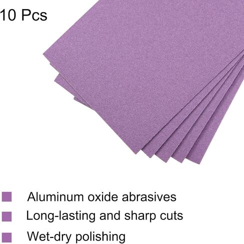 uxcell 10 Pcs Purple Sanding Sheets 60 Grit 9" x 3.7" Aluminum Oxide Sandpapers Wet Dry Polish for Wood Metal Paint Finishing in Saudi Arabia
