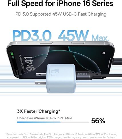 BASEUS 45W Charger ، PICOGO C1 USB C Charger Block Charging Fast Charging ، Type Type C Wall Charger for iPhone16/15/14/13/20 in Kuwait