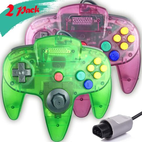 N64 Controller, Upgraded Joystick Classic Wired Controller Compatible with N64 Console(Blue and Red) in Kuwait
