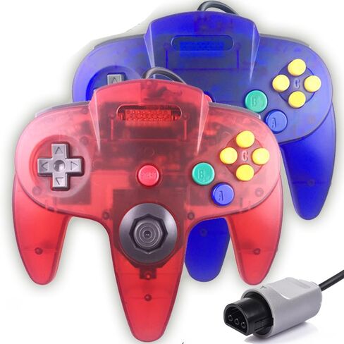 N64 Controller, Upgraded Joystick Classic Wired Controller Compatible with N64 Console(Blue and Red) in Kuwait
