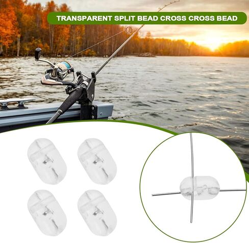 200Pcs Fishing Beads 3x5mm/4.7x6mm/5x8mm Double Cross Hole Beads Fishing Bait Stopper Beads Fishing Lures Fishing Terminal Tackle Hook Beads, Tranparent in Kuwait