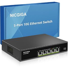 8 Port 10G Ethernet Switch Unmanaged,with 8X 10Gb Base-T Ports, NICGIGA 10Gbps Network Switch Easy for 10G NAS,PC,WiFi7 Router,10G Adapter/NIC. Desktop or 19-inch Rack Mount, Plug and Play.