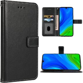 Compatible with Huawei P Smart 2020 Wallet Case Wrist Strap Lanyard Leather Flip Cover Card Holder Stand Cell Accessories Folio Phone Cases for Hwauei Haweii Hawuei PSmart Women Men Blue