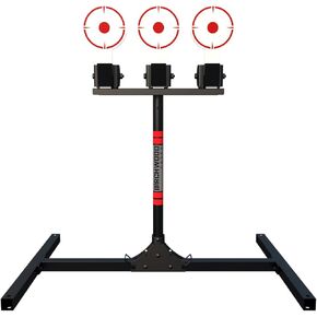 BIRCHWOOD CASEY Spring Loaded Self-Resetting 6" Diameter Targets with Plate Rack & Folding Target Stand - Durable Long-Lasting Metal Standing Target for Shooting