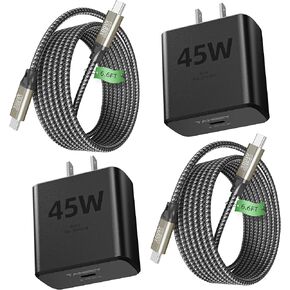 TANSEY iPhone 16 Pro Max Charger Fast Charging, 45W USB C iPhone 16 Super Fast Charger Block with 6.6ft Long Type C Charging Cable Cord for iPhone 15 Series Above/S25, 2 Packs, White