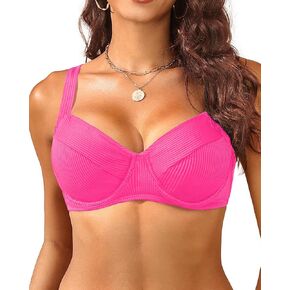 Women Underwire Bikini Top - Push Up Swim Top Only Ribbed Bra Swimsuit Tops 2025 Bathing Suit Tops in Kuwait