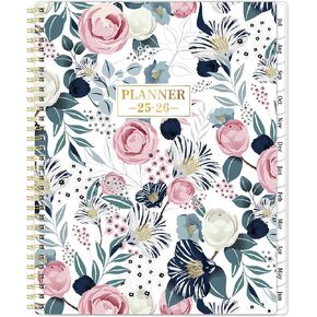 2025 Planner - 2025 Planner Weekly and Monthly, Jan. 2025 - Dec. 2025, Planner 2025, 2025 Calendar Monthly Planner with Tabs, 9" x 11", Back Pocket + Thick Paper + Twin-Wire Binding - Petunia