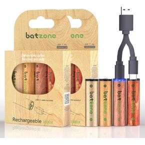Premium AA Lithium Rechargeable Batteries 4-Pack, 2220mWh (1480mAh) High-Capacity, USB-C 2H Fast Charge, 1.5V Stable Output for Xbox Controllers & Wireless Mice, 1000+ Cycles & Eco-Friendly