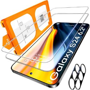 LϟK [2+2] for Samsung Galaxy S24 Ultra Screen Protector Tempered Glass+Camera Lens Protector [Mil-Grade Shatterproof] Dusting-Install Frame 0 Bubbles Drop-Proof HD Film for S24 Ultra 6.8"