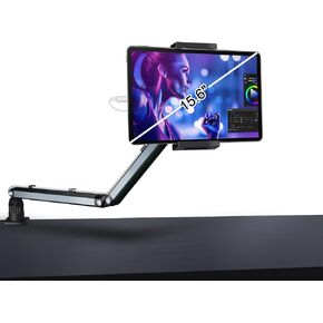 Tablet Desk Mount for ipad, Desk Clamp Aluminum Alloy Arm Tablet Stand Holder Suitable for 4.7-15.6" and Under 3 Pounds iPhone, ipad mini/Air/Pro, Kindle, Portable Monitor, Nintendo Switch(Gray)
