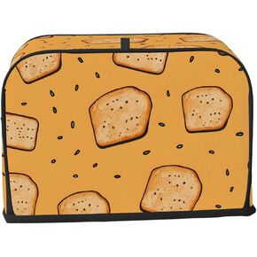 Coffee Theme Toaster Cover 4 Slice Wide Slot Bread Maker Cover, Toaster Dust and Fingerprint Protection, Washable Bread Machine Cover Kitchen Appliance Cover