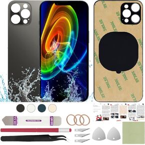 Rear Back Glass Cover Replacement Compatible with iPhone 12 Pro 6.1" + Professional Tools (Pacific Blue)