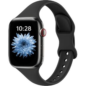 Patenting Thin Slim Sport Band Compatible with Apple Watch Bands for Women Men 40mm 41mm 38mm 42mm 44mm 45/46/49mm, Starlight Soft Silicone Waterproof Strap for iWatch Series 10/9/SE/8/7/Ultra/6/5/4/3
