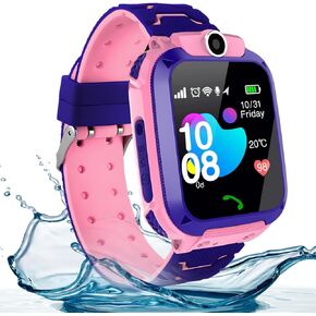 Kids waterproof smart watch, SIM card for make and receive calls, with Puzzle games, touch screen, HD camera, Music Player, GPS position, suitable for children aged 3-12, Best gift for Kids (Black)