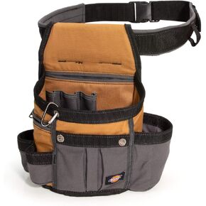 Dickies 8-Pocket Padded Tool Belt/Utility Pouch, Adjustable 3-Inch Belt, Durable Canvas Construction, Tan/Grey