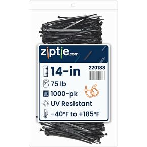 11-Inch Black Nylon Multi-Purpose Zip Ties - 75-lb Tensile Strength Cord Management - UL Listed Tie Wraps - UV Resistant, Indoor & Outdoor Multi-Purpose (1000-Pack)