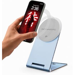 InfinaCore MagSafe Compatible, iPhone 16 Wireless Charger, 15W Fast Qi2 Certified Desk Phone Charger Stand for Office, Bedside, Magnetic Desk Stand for iPhone 15/14/13/12, Airpods