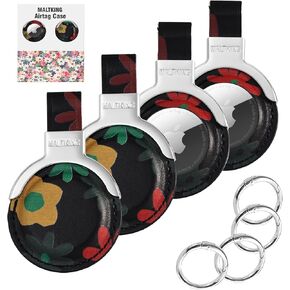 Genuine Leather Air Tag Keychain Holder Compatible with Apple Pet Airtag Holder Secure Air tag Case Leather with Airtag Keychain
